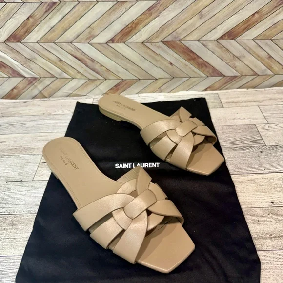 Saint Laurent Sandals Tribute Mules in Smooth Leather - Picture 12 of 12